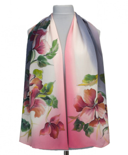 SZ-359 Pink-Gray Hand-Painted Scarf, 170x45 cm