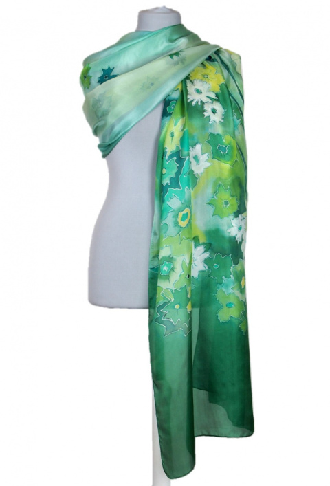 SZM-074 Hand-painted silk scarf, 250x90 cm(1)