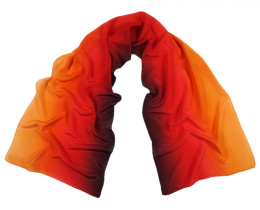 Orange und Roter Seidenschal, Handschattiert, 170x45cm