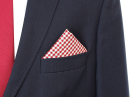 PJ-161 Red and white silk checkered pocket square