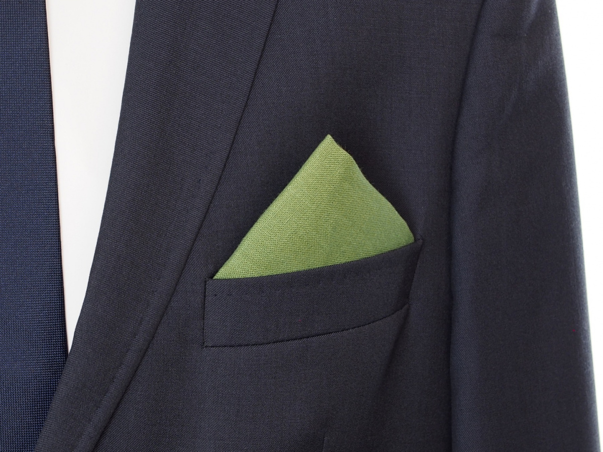 PL-001 Green linen pocket square