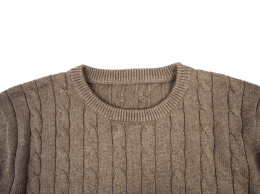 ST-002 Men's Sweater Dark Beige round neck.