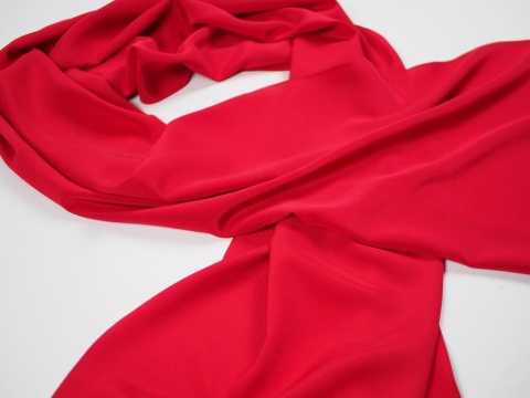SZK 341 Czerwony Jedwabny Szal Krepa,140x25cm(4)