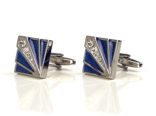 OUTLET-SP-832 Spinki do mankietów Niebieskie Ozdobne