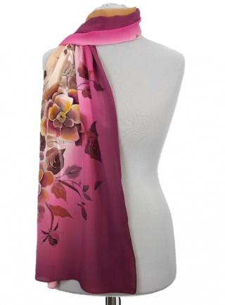 Szal jedwabny, ręcznie malowany, 170x45 cm SZ-377