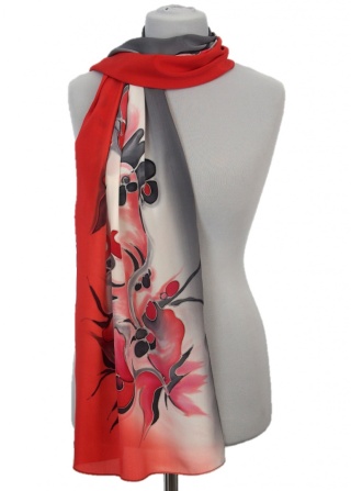 Szal jedwabny, ręcznie malowany, 170x45 cm SZ-373