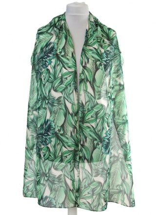 Green printed silk long scarf 205x45cm SD-011