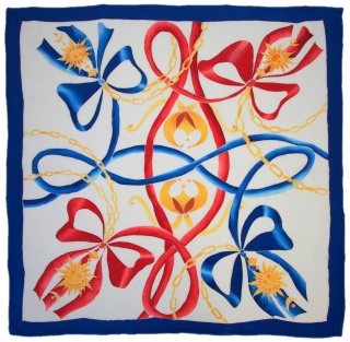 Apaszka jedwabna, ręcznie malowana, Kokardy 90x90cm AM-714