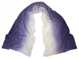 SZC-012 Blueberry and White Silk Scarf, Hand Shaded, 170x45cm