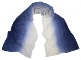 SZC-014 Navy Blue and White Silk Scarf, Hand Shaded, 170x45cm