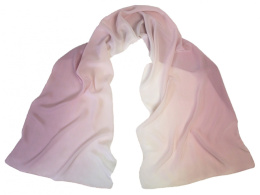 SZC-015 Powder Pink-White Silk Scarf, Hand Shaded, 170x45cm