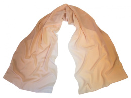 Beige and white silk scarf, hand shaded, 170x45cm