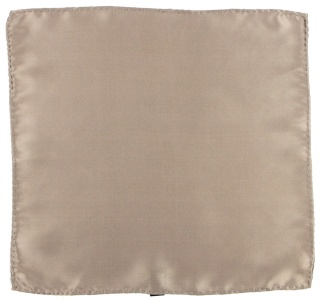 TWILL ciemno beżowa poszetka jedwabna obszyta ręcznie 30x30 cm