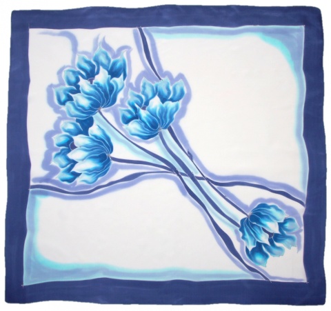 AM-742 Apaszka Jedwabna Ręcznie Malowana 90x90cm