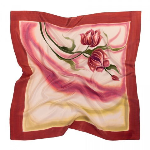 AM-821 Hand-painted silk scarf, 90x90cm