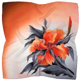 AM7-229 Hand-painted silk scarf, 70x70 cm