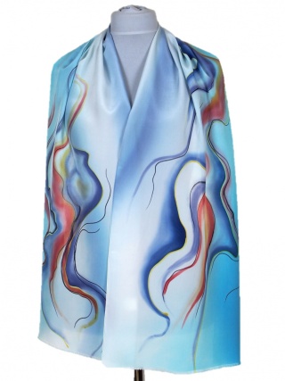 SZ-425 Hand Painted Silk long scarf, 170x45cm