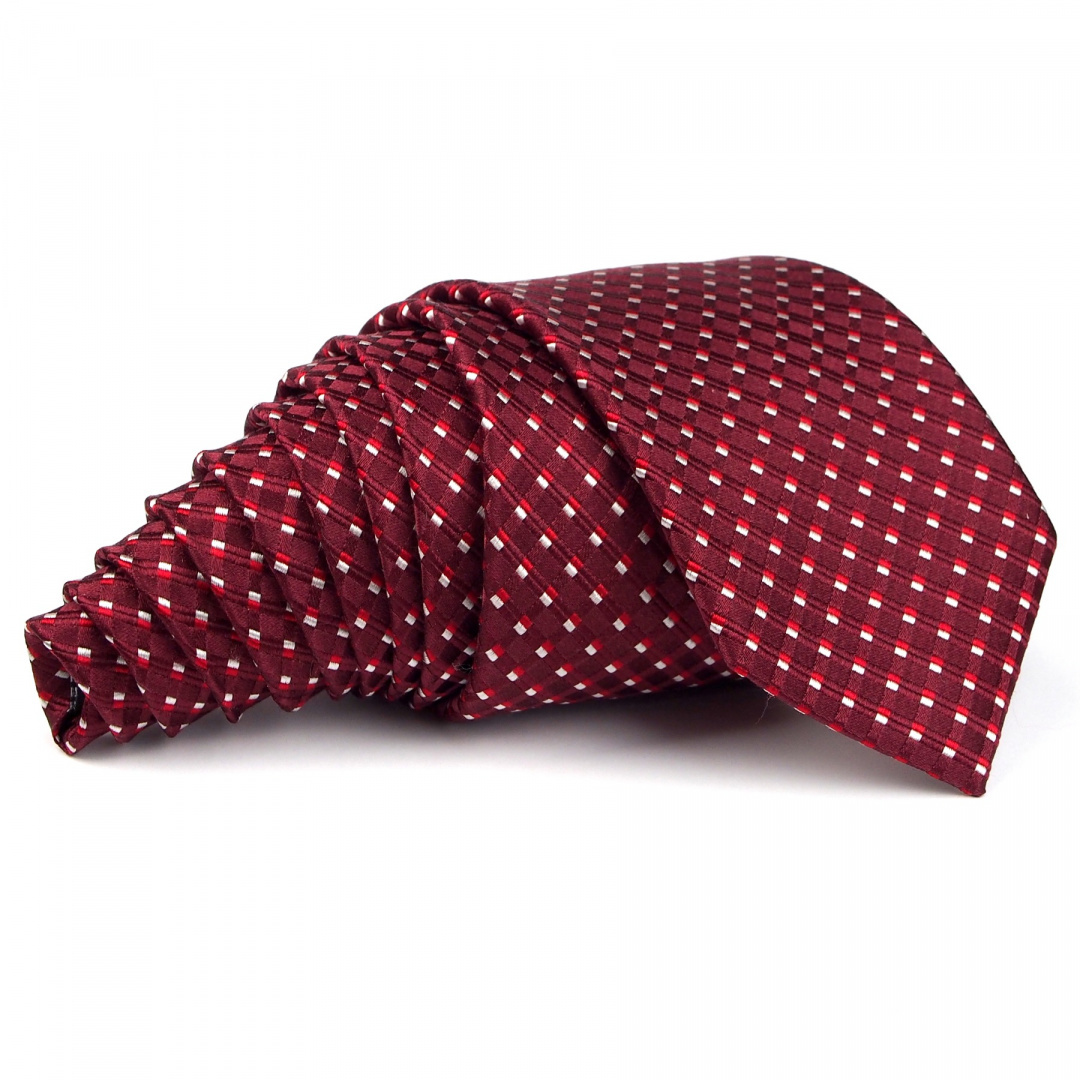 KM-065 Burgundy silk tie with a pattern.(2)