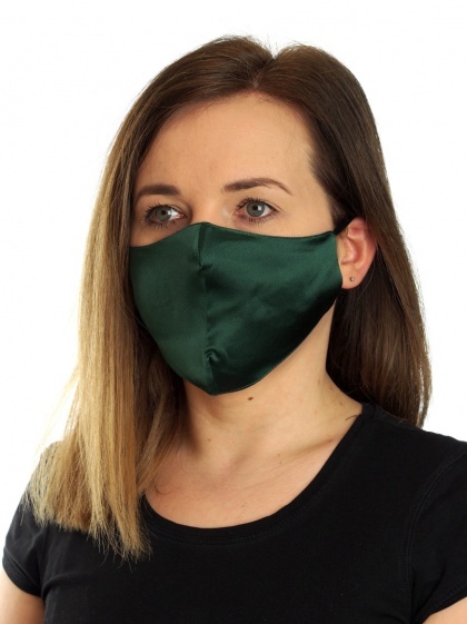 Hypoallergenic Silk Protective Face Mask - Bottle Green