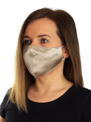 Hypoallergenic silk protective face mask - beige
