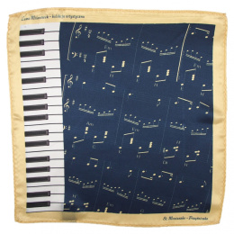 PJ-185 Silk Pocket Square with a Musical Motif