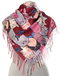 SK-307 Women's Scarf Cashmere Touch, Cats, 100x100cm