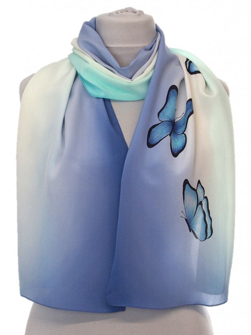 SZ-437 Hand-painted silk scarf, 170x45 cm