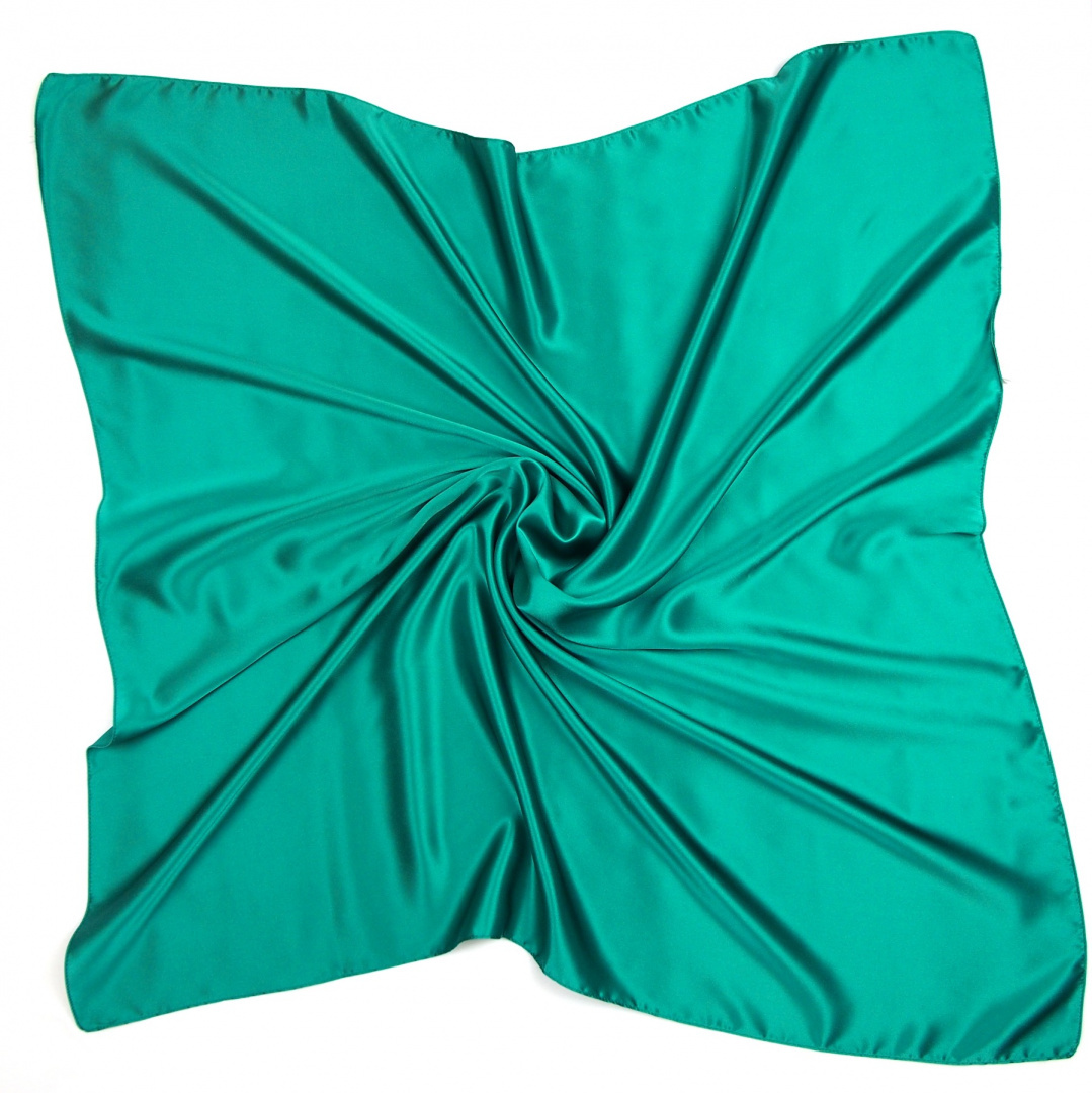 Emerald Green silk satin scarf, 55x55cm