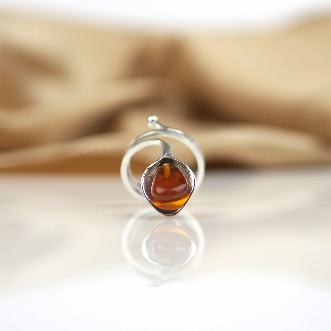 AB-100 Silver scarf ring with Baltic amber (925)(3)