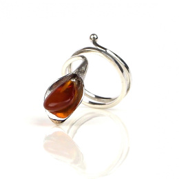 AB-100 Silver scarf ring with Baltic amber (925)
