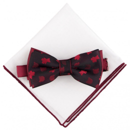 MP-007 Burgundy Bowtie in a set with a pocket square