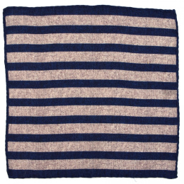 PW-003 Wool Pocket Square with Navy Blue Stripes