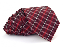 Burgundy colored checkered tie