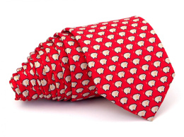KM-130 Red necktie with a pattern