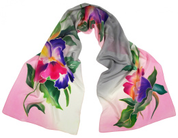 SKO-090 Hand-painted silk scarf 175x45