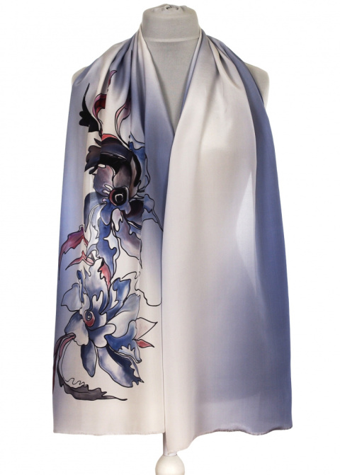 SZ-610 Hand-painted silk scarf, 170x45 cm