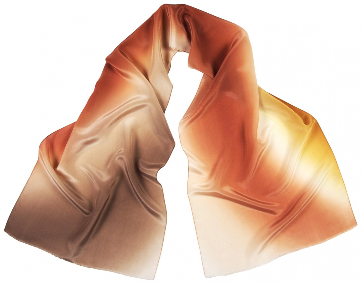 SZC-033 Multicolored silk scarf, hand shaded, 170x45cm