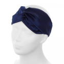 Women's navy blue silk hairband with elastic band