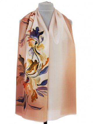 Hand-painted silk long scarf 170x45 cm SZ-623