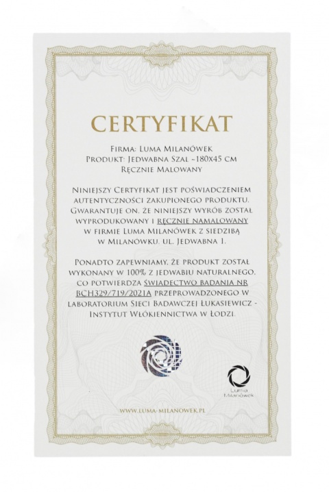 SZ-279 Zielony Jedwabny Szal Ręcznie Malowany, 170x45 cm