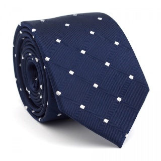 Navy blue silk jacquard tie KR-542