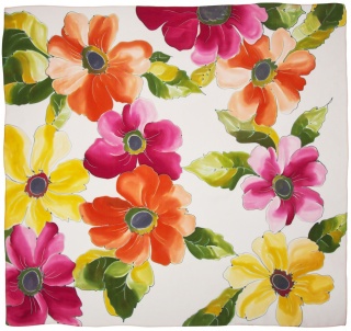 Apaszka jedwabna, ręcznie malowana, Witaj wiosno 90x90cm AM-964