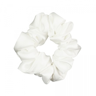Scrunchie silk hair tie white