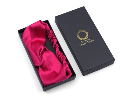 Women's amaranth silk hairband with elastic band