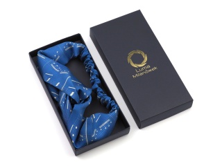 Women's silk hairband with an elastic band with musical notes