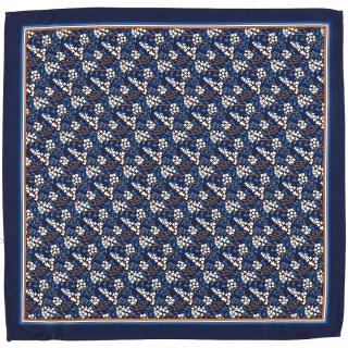 PM-100 Granatowa Poszetka z Mikrofibry w Drobne Kwiaty