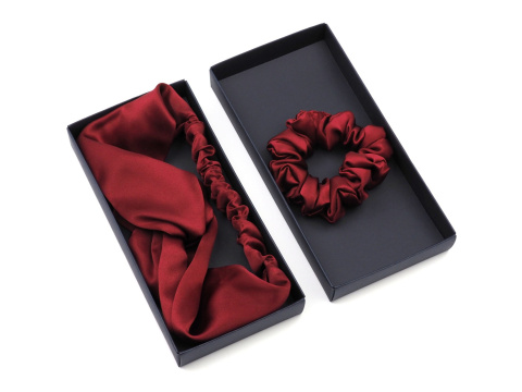 Silk care set: headband + elastic band burgundy