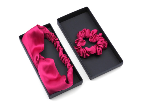Silk care set: headband + fuchsia elastic band
