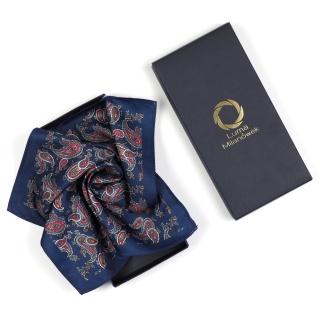 Granatowa Poszetka z Mikrofibry Paisley