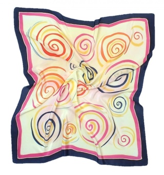 Apaszka jedwabna, ręcznie malowana, Kolorowy Wir 90x90cm AM-179